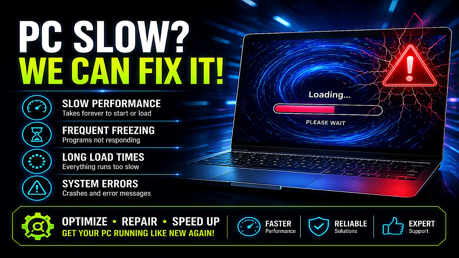 PC slow warning — AFZ can fix slow laptops